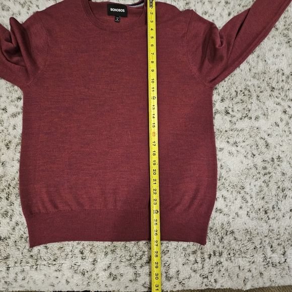 Bonobos SZ M Dark Red Merino Wool Pullover Crew Neck Sweater Long Sleeves - Picture 7 of 9